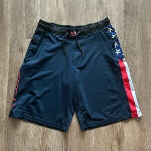 Hylete Helix Shorts Navy Blue Size Medium American Flag Athletic